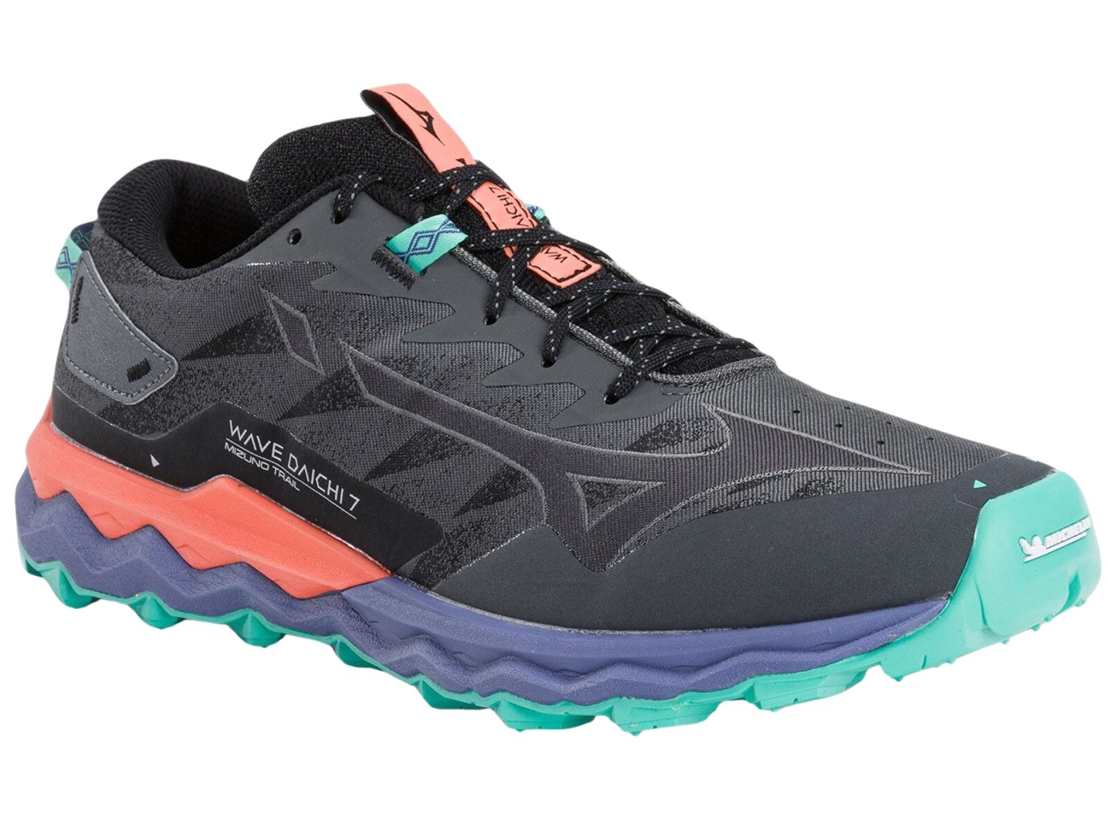 Mizuno Wave Daichi 7 Mens Trail Running Shoes Iron Gate / Ebony / Living Coral – US 10.5-0