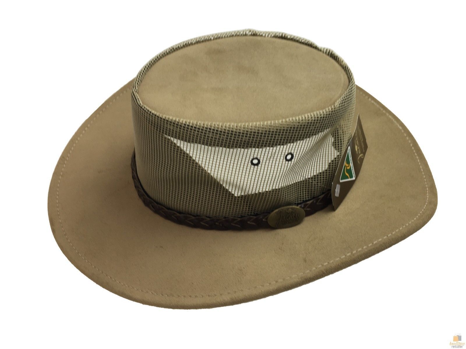 JACARU Summer Breeze Squashy Cooler Suede Leather Hat Brim Vented Mesh 1019-4