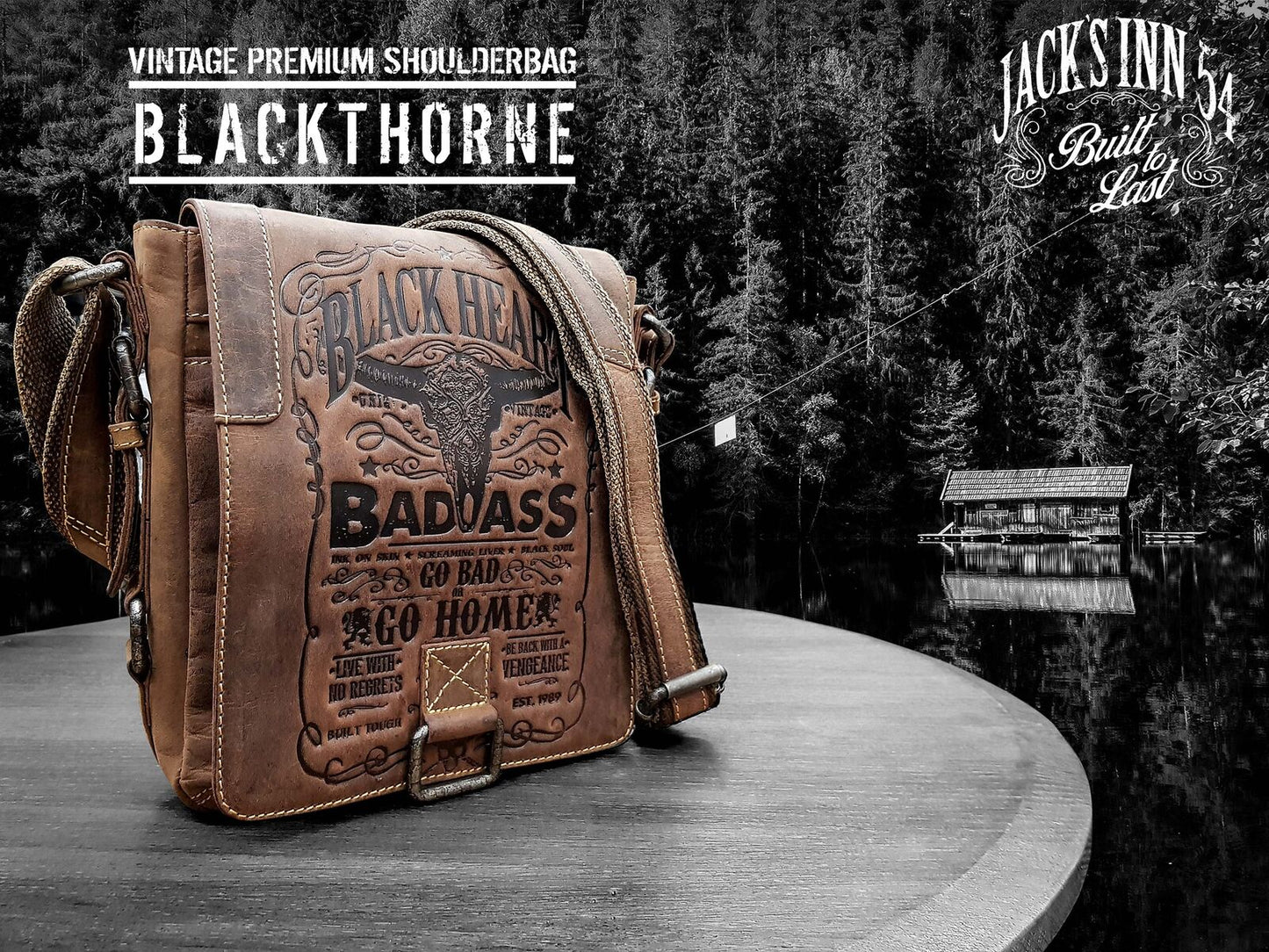 Jack's Inn Premium Blackthorne Crazy Horse Leather Crossbody Bag Vintage in Cognac-4