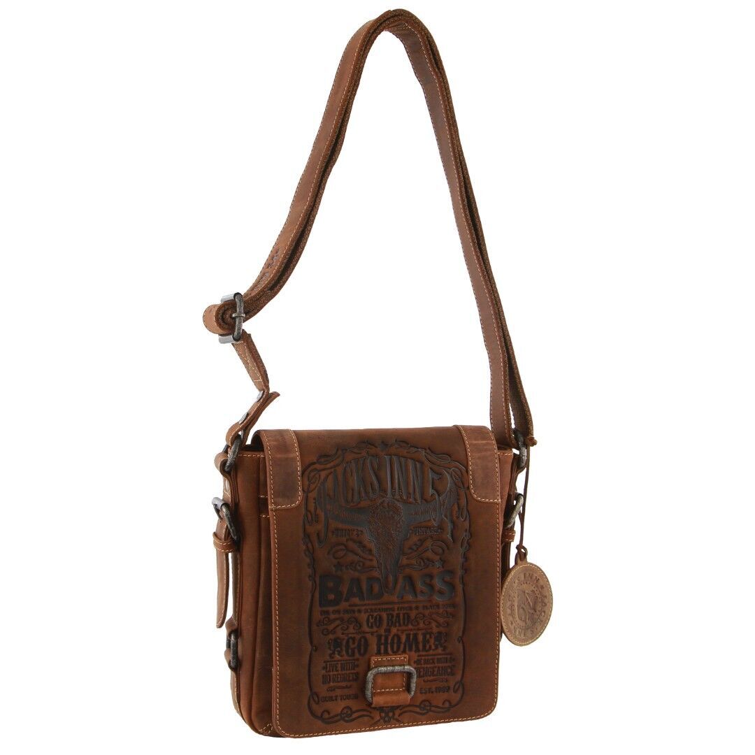Jack's Inn Premium Blackthorne Crazy Horse Leather Crossbody Bag Vintage in Cognac-1