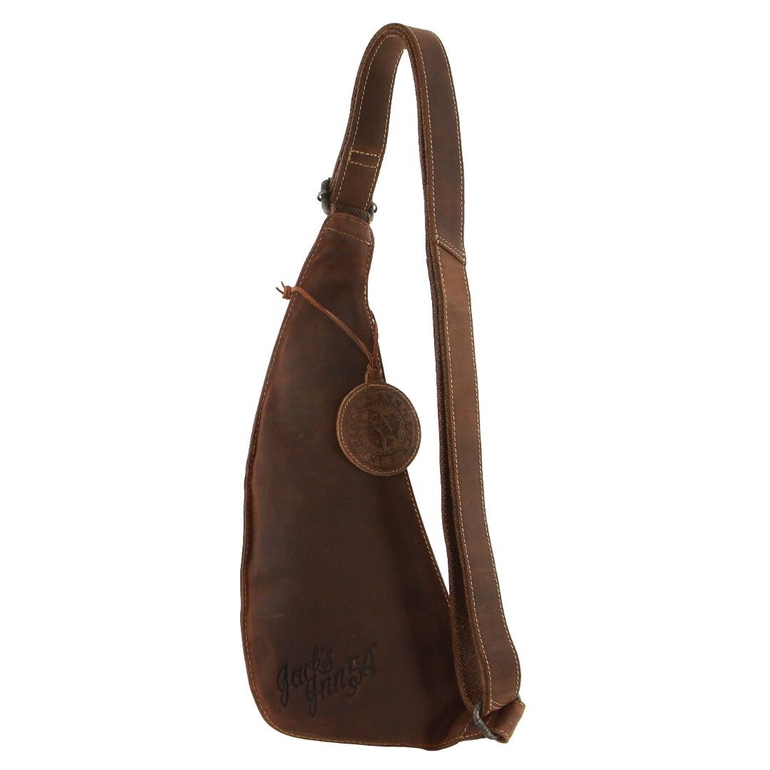 Jack's Inn Vengeance Brown Crazy Horse Leather Sling Bag Crossbody in Cognac-2