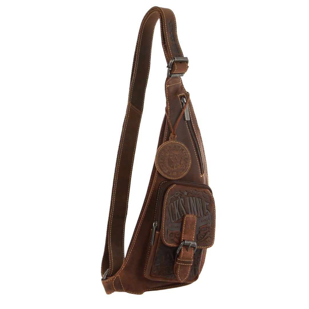 Jack's Inn Vengeance Brown Crazy Horse Leather Sling Bag Crossbody in Cognac-0