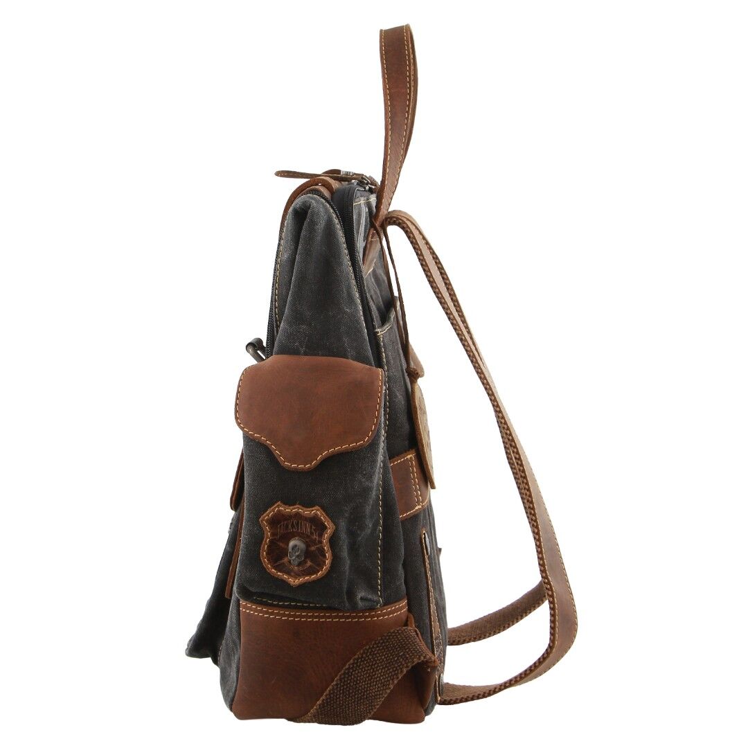 Jack's Inn Panama Canvas and Leather Backpack Bag Vintage Western in Cognac-3