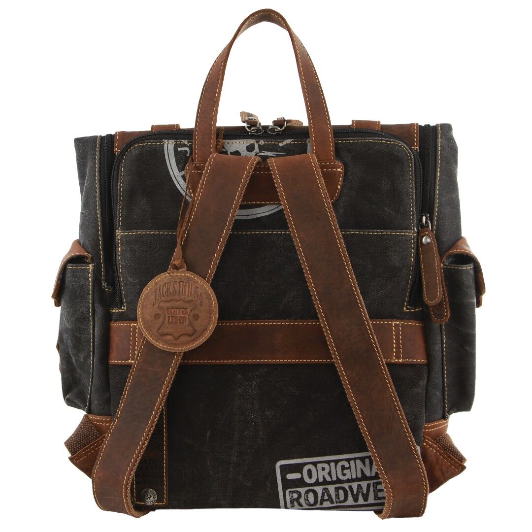Jack's Inn Panama Canvas and Leather Backpack Bag Vintage Western in Cognac-2