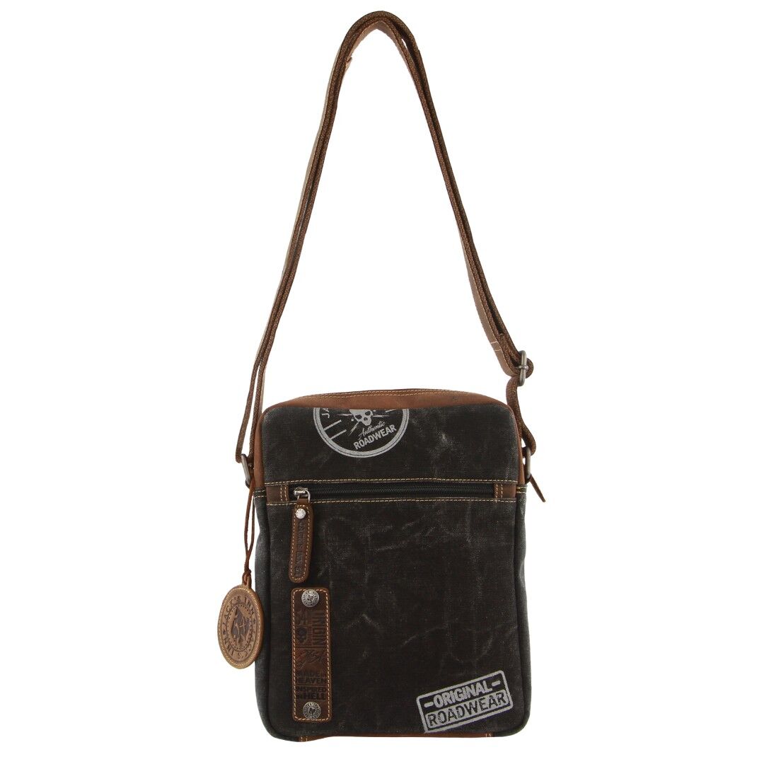 Jack's Inn Panama Canvas and Leather Small Crossbody Bag Vintage in Cognac-2