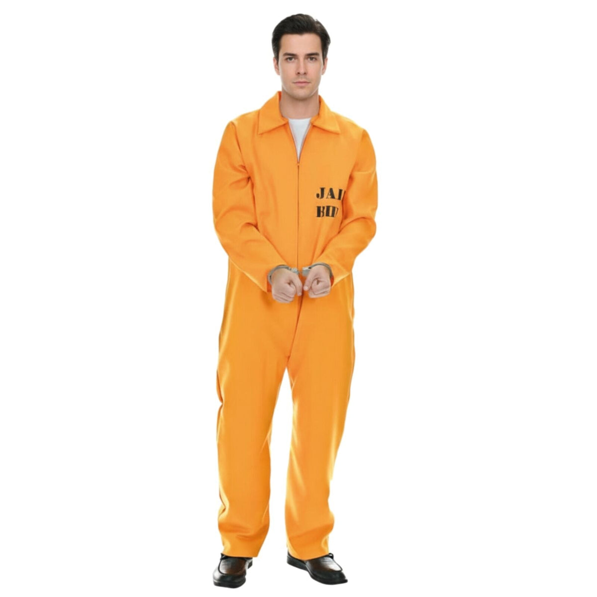 Adult Prisoner Costume Halloween Jail Convict Adult Outfit Orange Long Sleeve