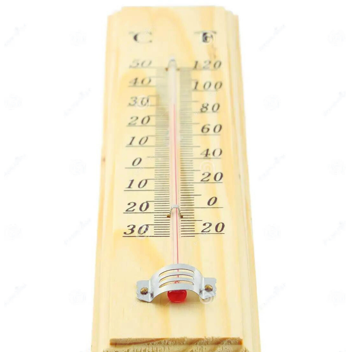 27cm WOODEN THERMOMETER Indoor Outdoor Glass Wall Hanging Room Sensor Jumbo - Light Wood-2