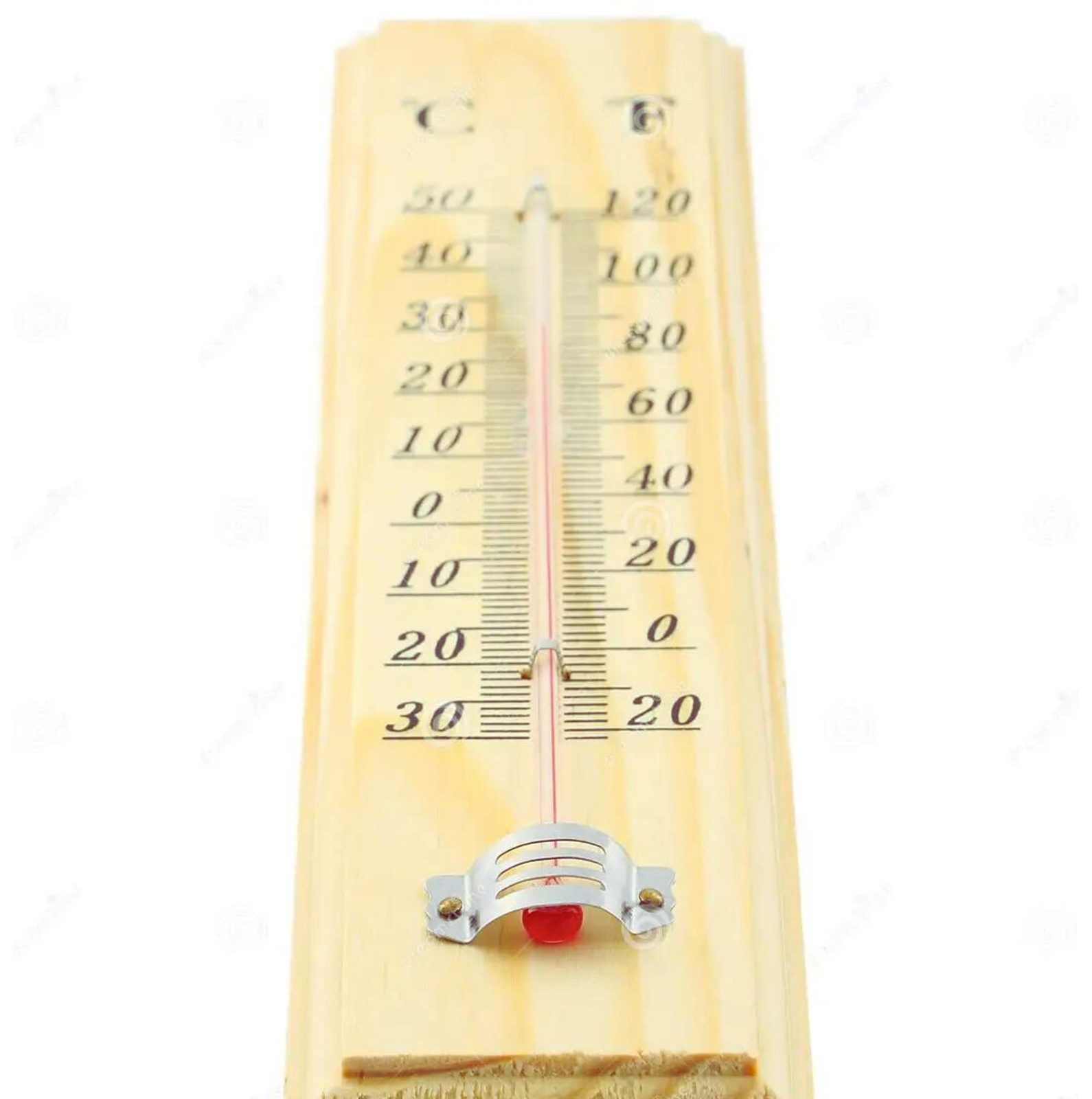 27cm WOODEN THERMOMETER Indoor Outdoor Glass Wall Hanging Room Sensor Jumbo - Light Wood-2
