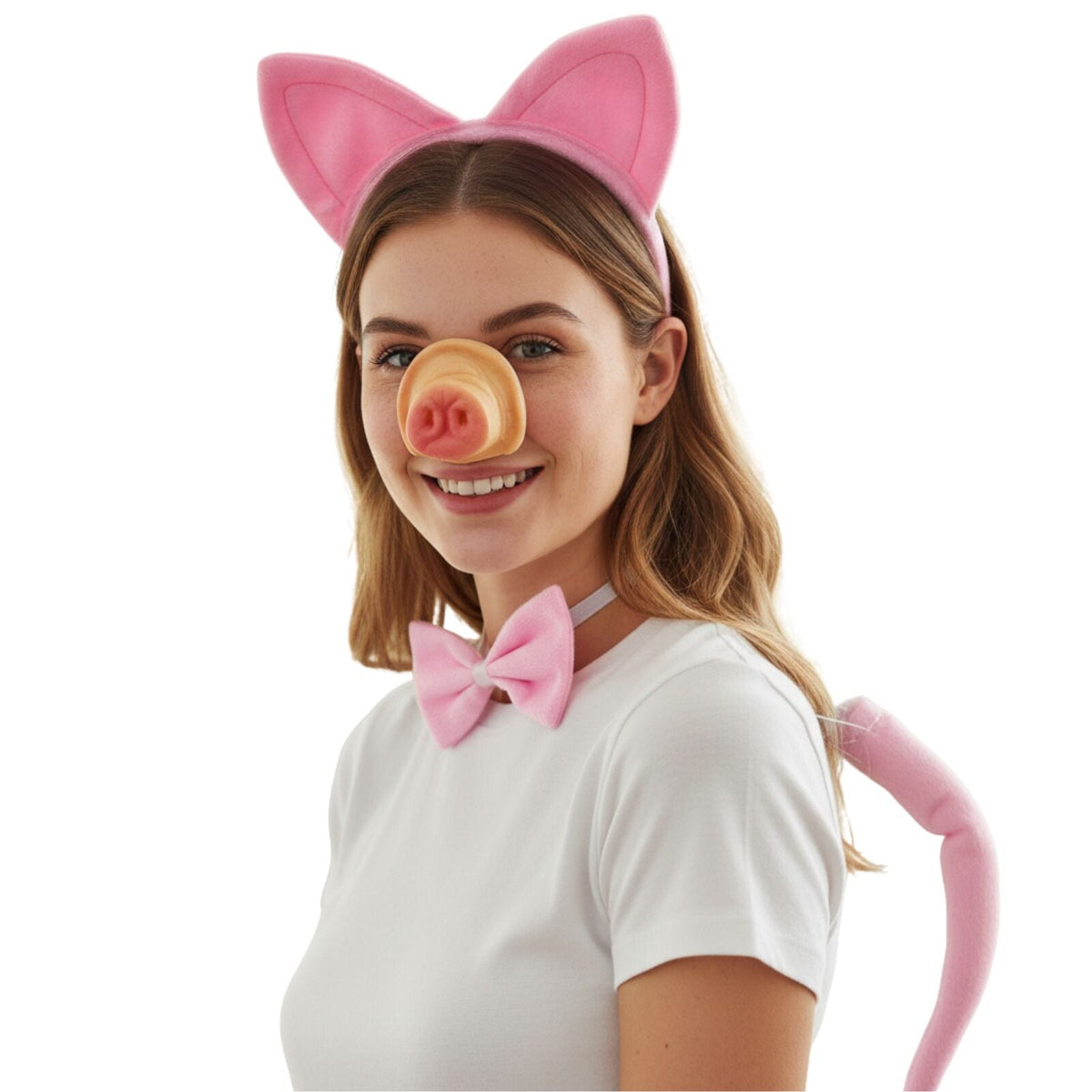 4pcs PIGGY SET Party Costume Accessories Animal Headband Bow Tie Nose Halloween