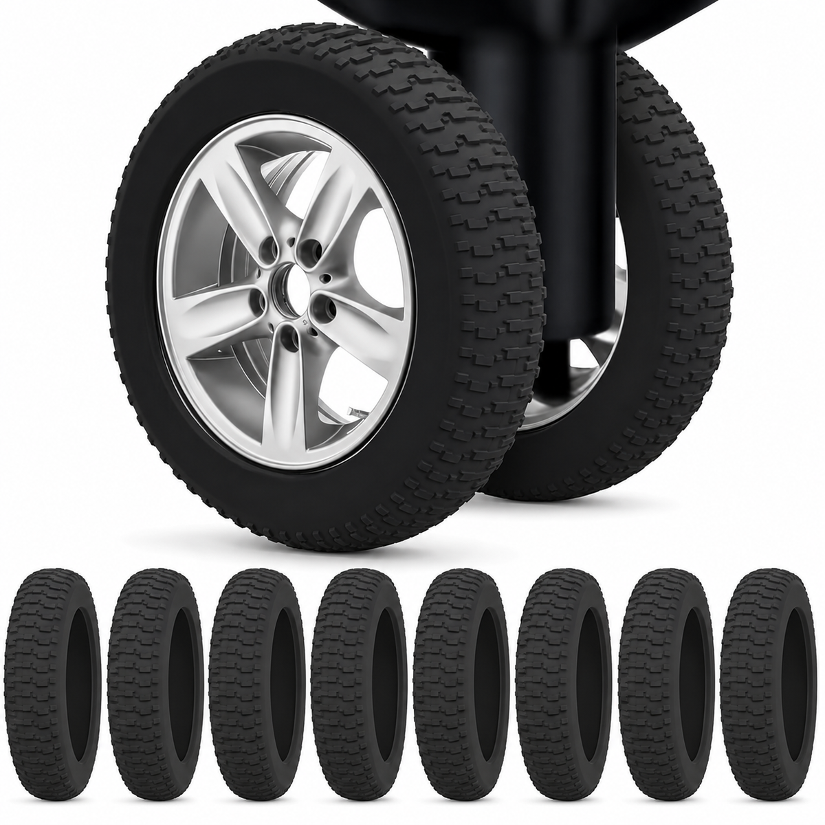 8x Suitcase Luggage Wheel Silicone Covers Protection for Travel (Universal Fit)