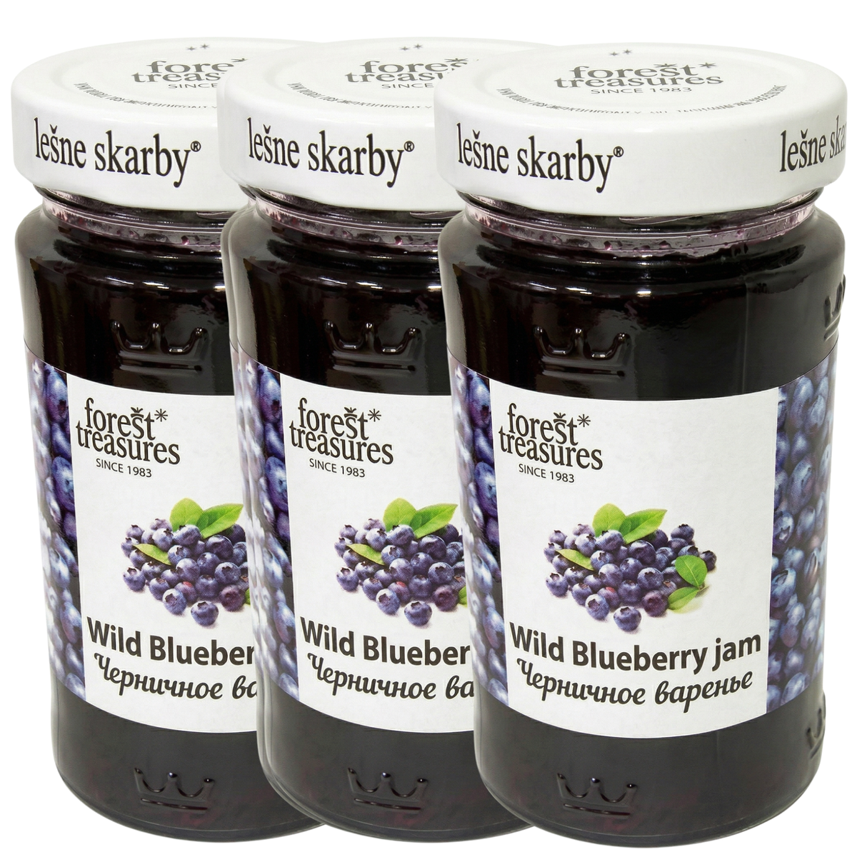 3x 320g Wild Blueberry Jam Spread in Glass Jar - Product of Poland (960g Total)