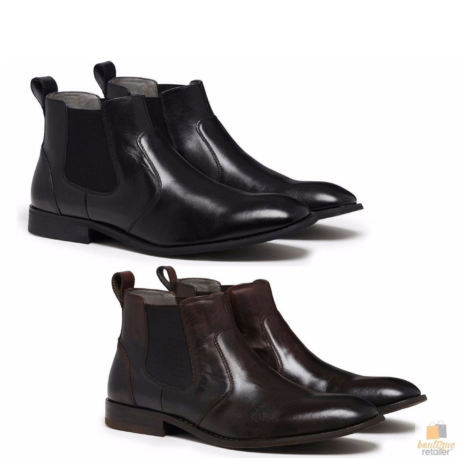 JULIUS MARLOW Harry Leather Boots Mens Slip On Dress Work Chelsea Shoes-0