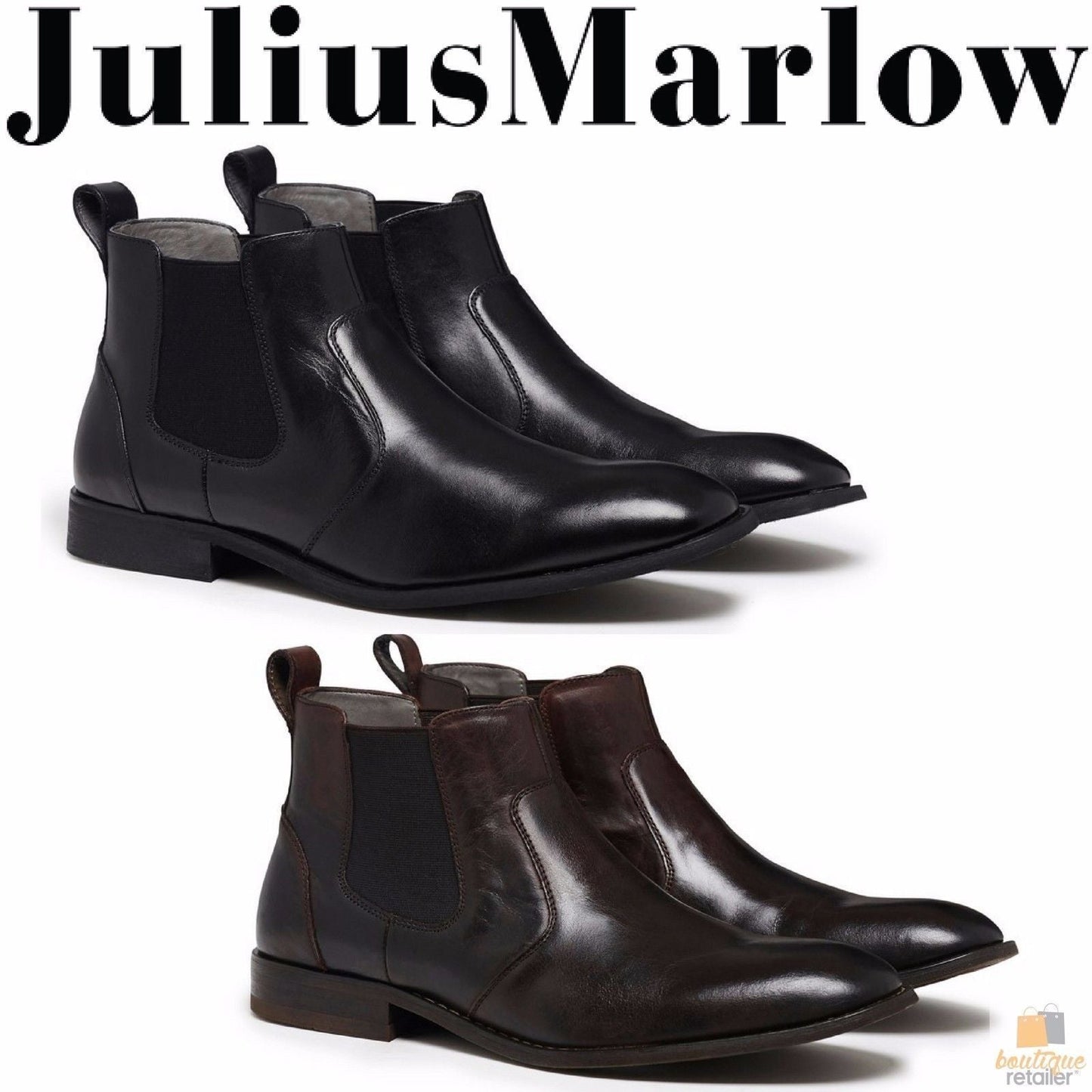 JULIUS MARLOW Harry Leather Boots Mens Slip On Dress Work Chelsea Shoes-1