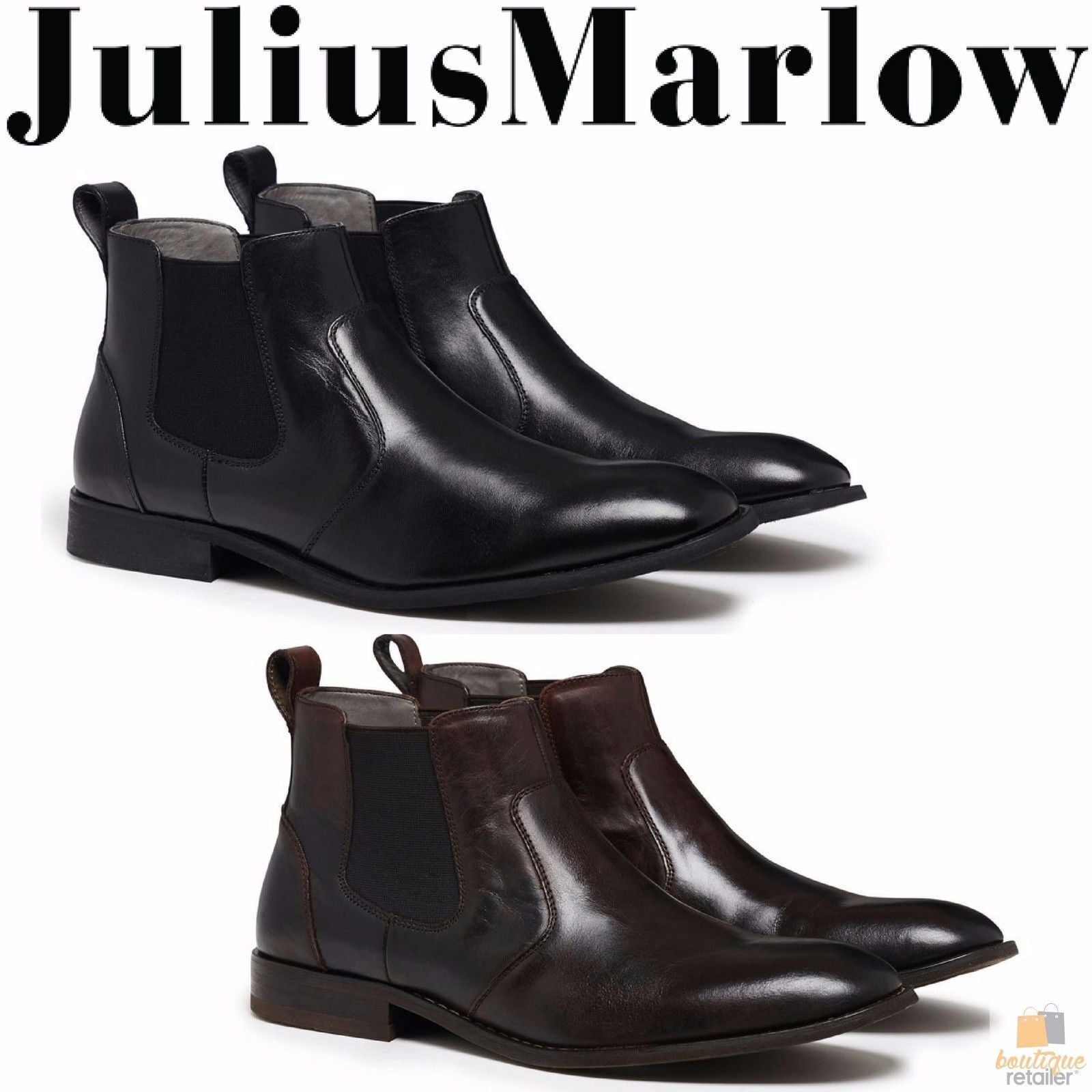 JULIUS MARLOW Harry Leather Boots Mens Slip On Dress Work Chelsea Shoes-1