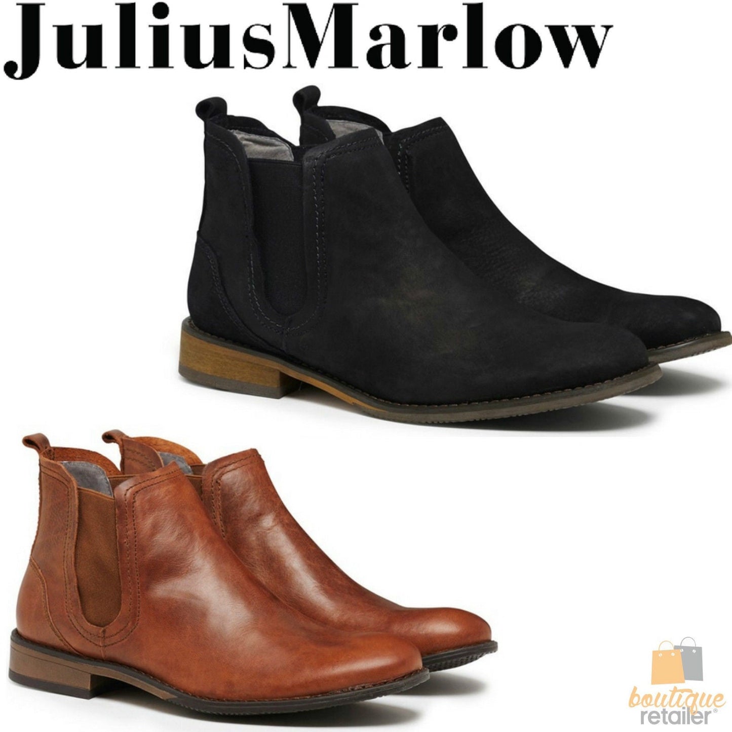 JULIUS MARLOW Abort Leather Boots Slip On Dress Work Formal Casual Shoes Chelsea-1
