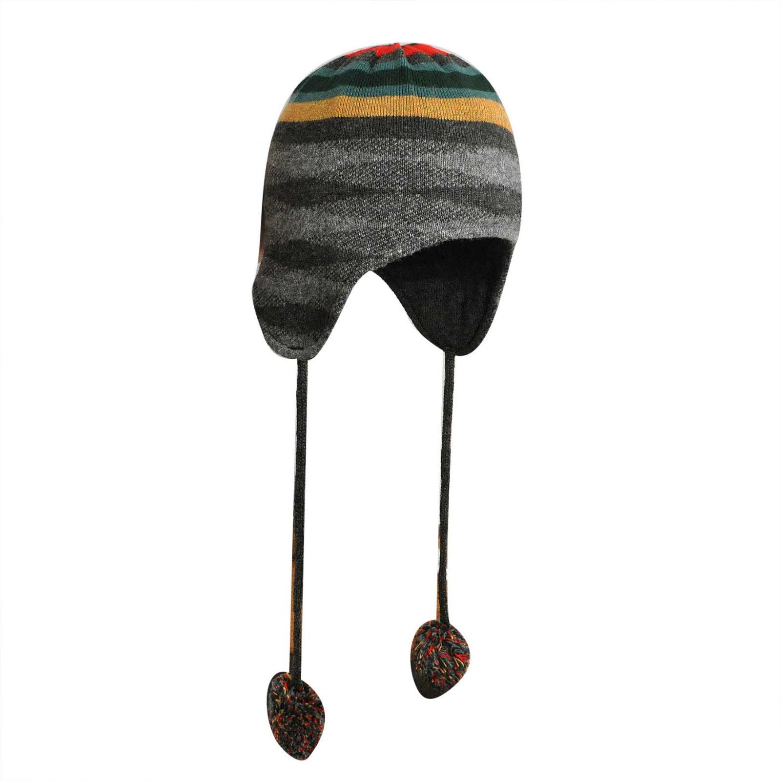 KANGOL Chameleon Earlap Beanie Hat Winter Warm Pom Pom Wool Blend - Dark Flannel-2