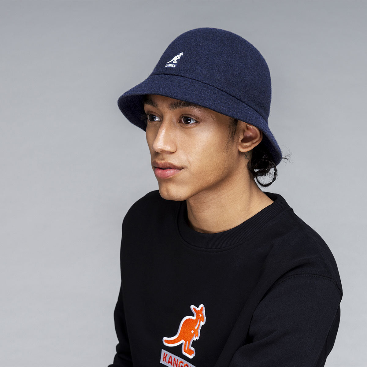 Kangol Wool Casual Unisex Bucket Hat Winter Warm Cap - Dark Blue-3