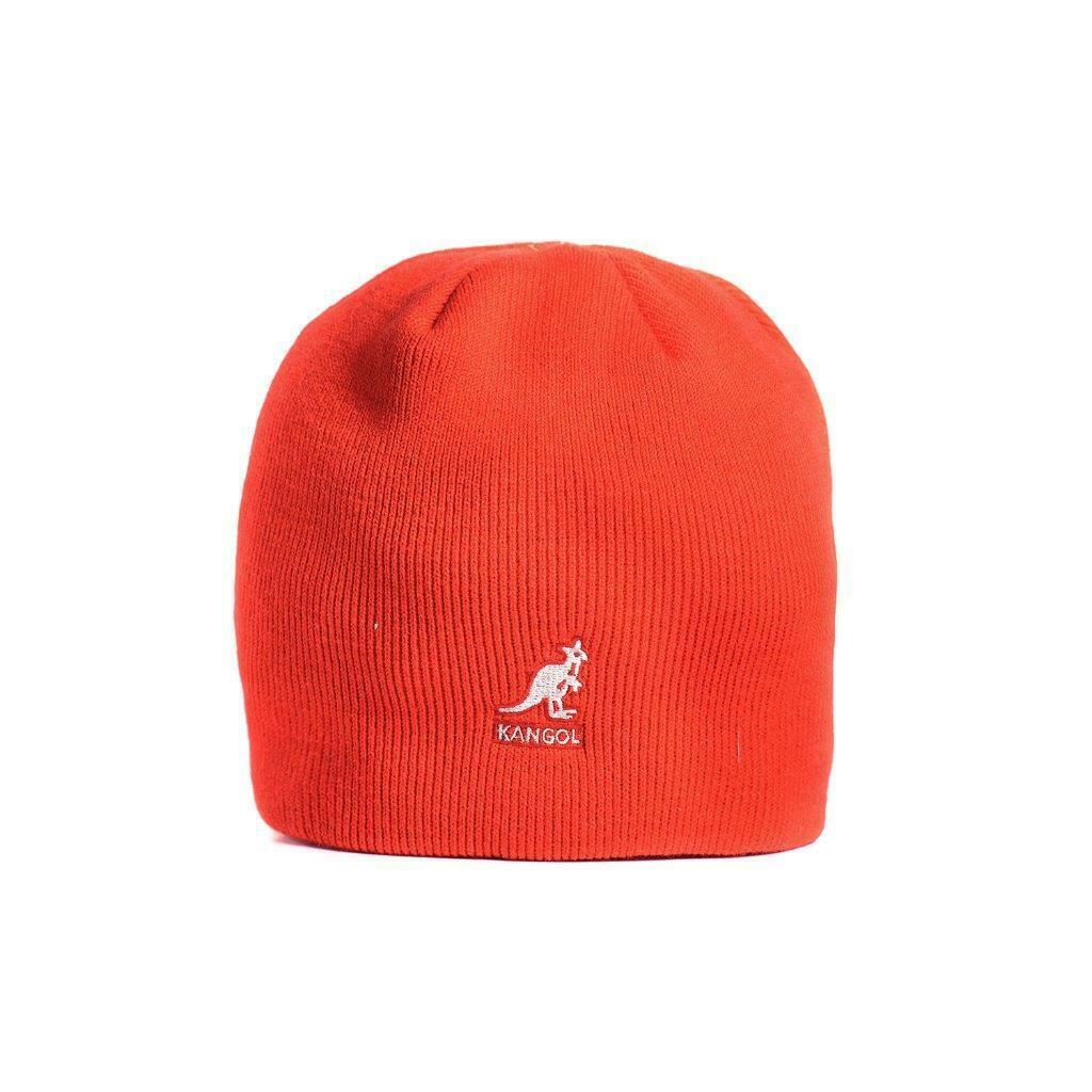 KANGOL Kids Acrylic Cuffless Pull On Beanie Hat Childrens Cap One Size - Red - One Size
