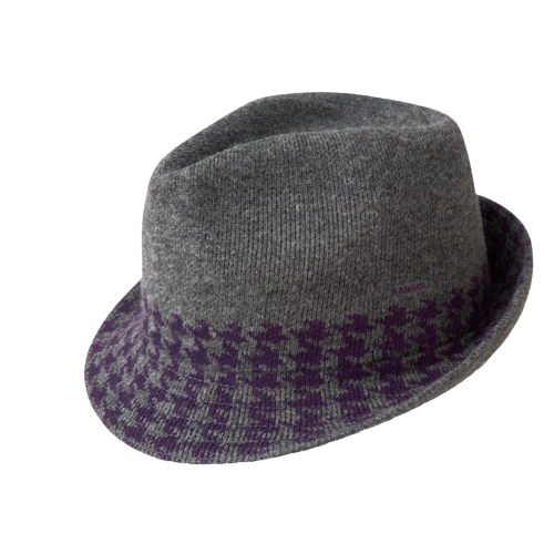 KANGOL Hounds Stripe Arnold Lambs Wool Blend Trilby Fedora - Dark Flannel - S-1