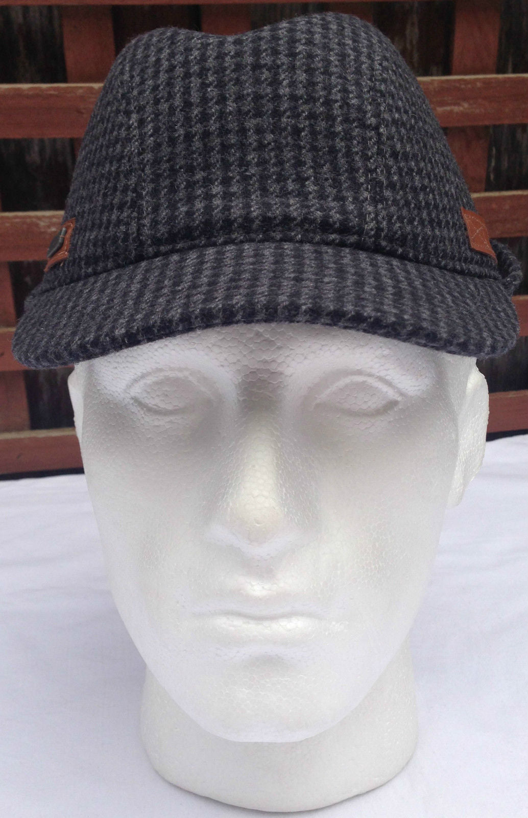 KANGOL Angle Tweed Havelock Hat - BLACK K0741LX Winter Wool Earlap MADE IN ITALY-3