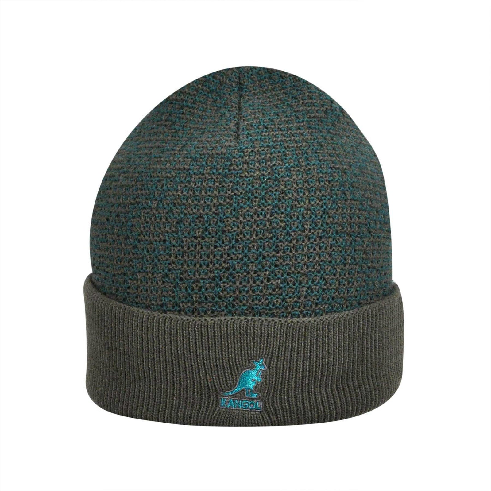 KANGOL Lozenge Pull On Beanie Jacquard Knitted Warm Winter Hat - Dark Flannel-1