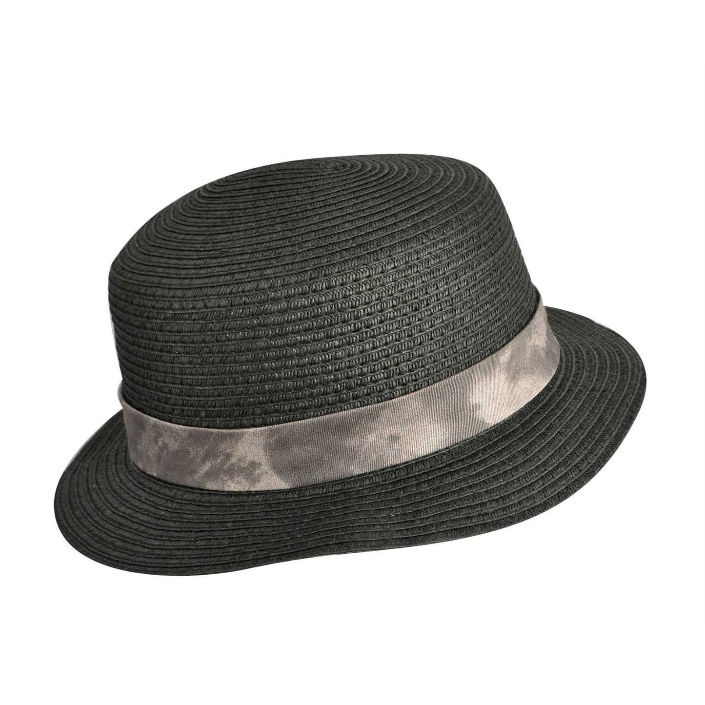 KANGOL Straw Boater Hat 100% Sun Summer Casual Bucket Cap Fedora - Black-2