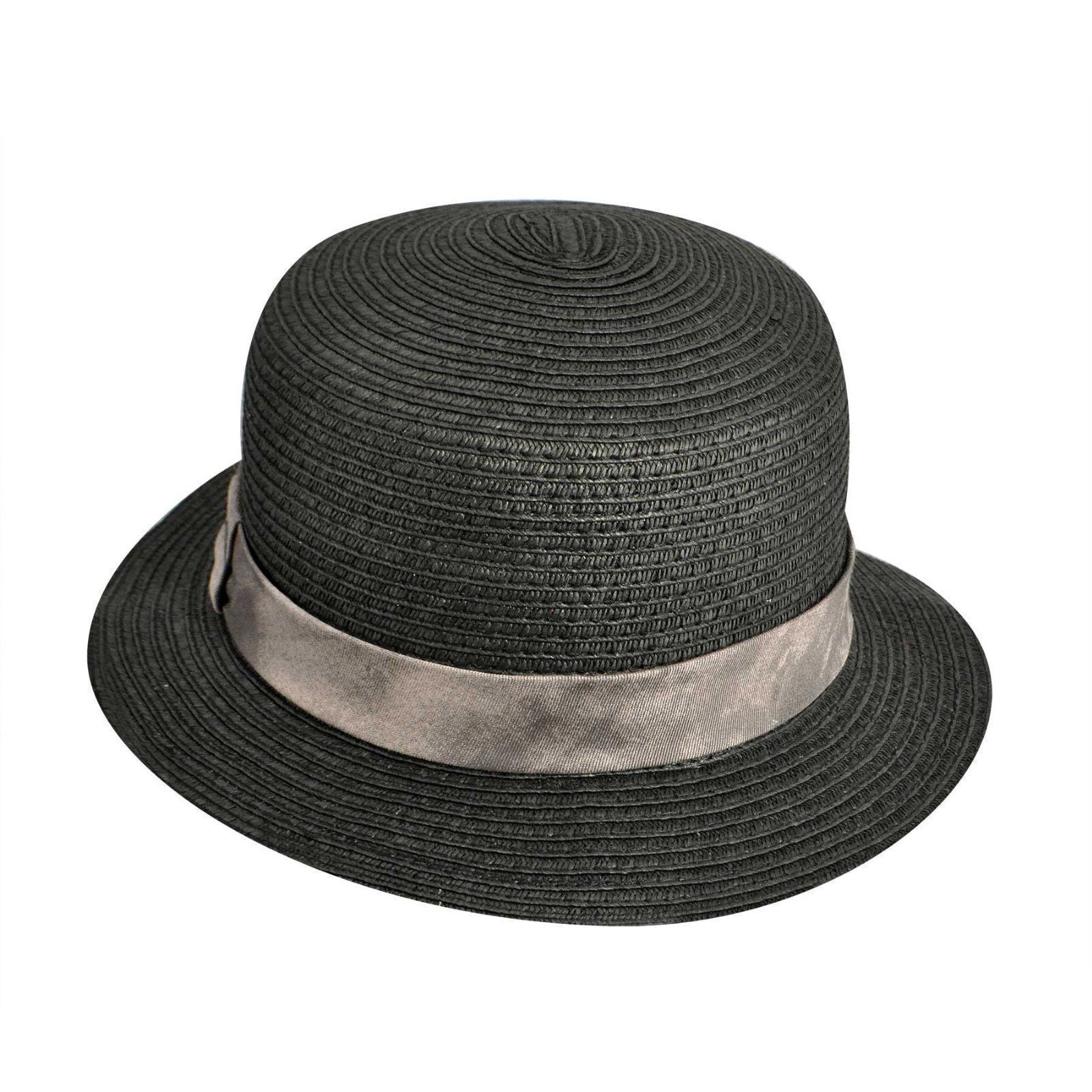 KANGOL Straw Boater Hat 100% Sun Summer Casual Bucket Cap Fedora - Black-3