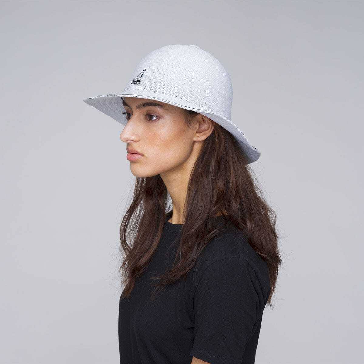 Kangol Womens Tropic Wide Brim Stripe Casual Lightweight Bucket Hat - White-4