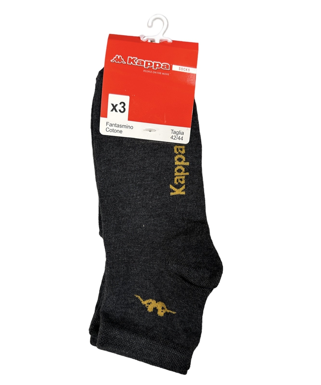 Kappa Mens Ankle Socks - Charcoal - 1 Pack of 3-1