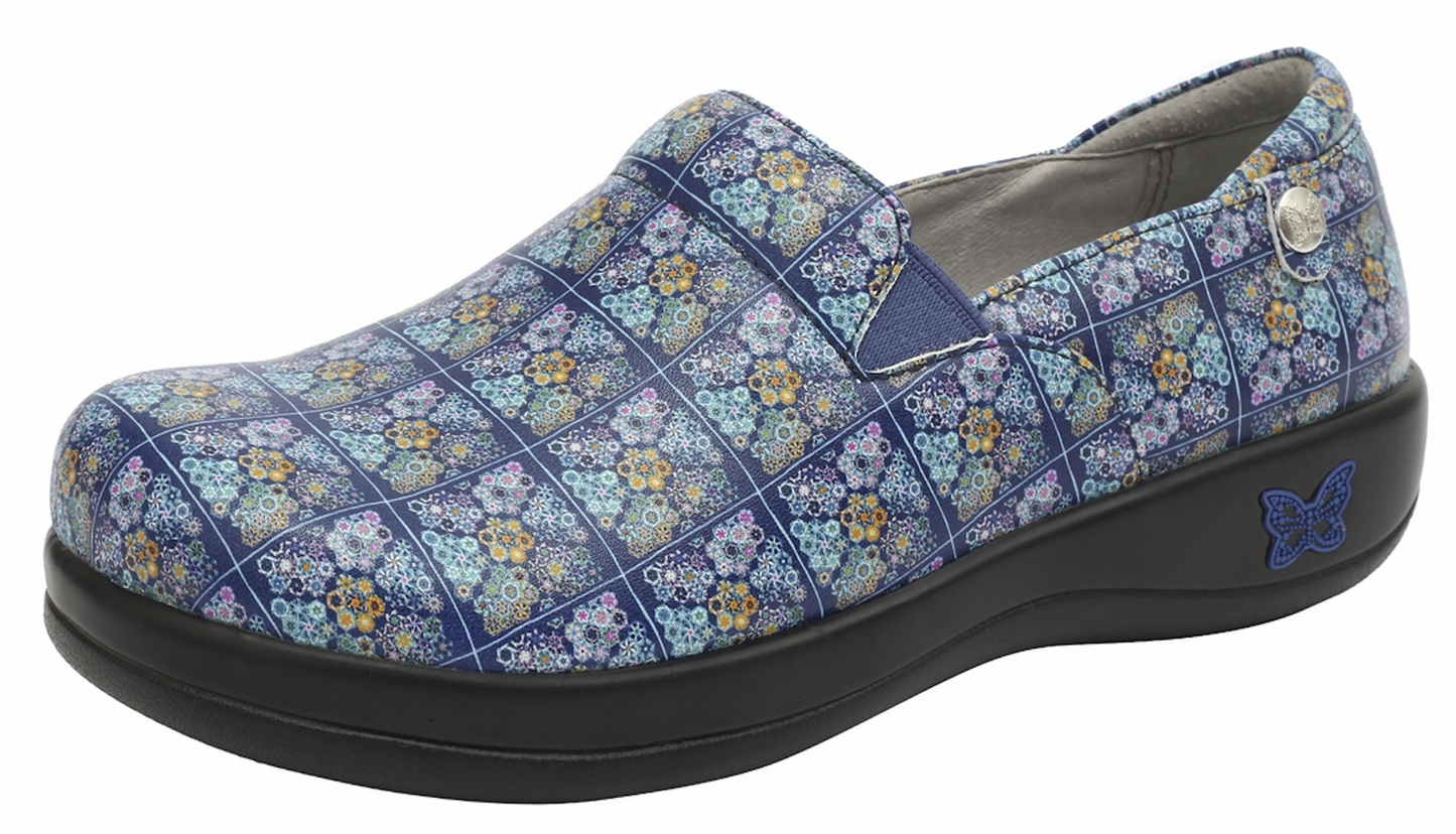 Alegria Womens Keli Professional Comfort Leather Shoes - Roses Blue Quilt-3