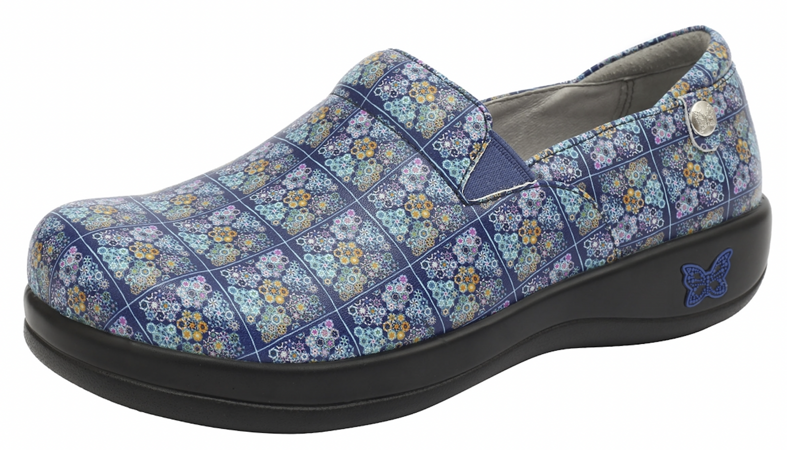 Alegria Womens Keli Professional Comfort Leather Shoes - Roses Blue Quilt-3