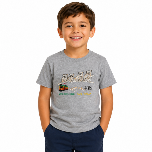 Kids 100% Cotton Australian (Melbourne) Koala T-Shirt Top Tee in Grey