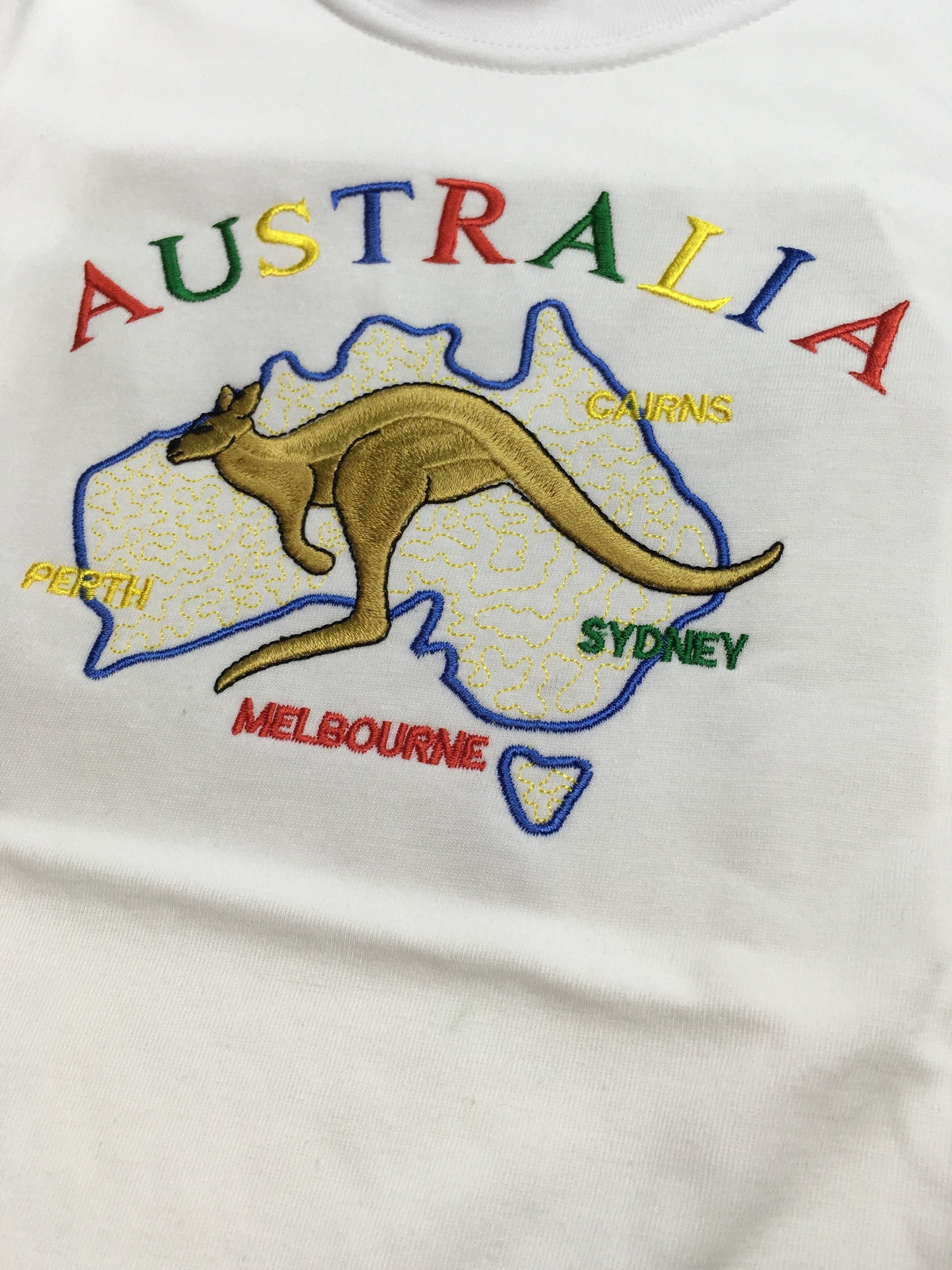Kids Australian Souvenir Kangaroo T Shirt - White (100% Cotton Childrens Tee Top)-3