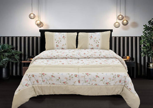 King Comforter Set with 2 Pillow Cases in Floral Print