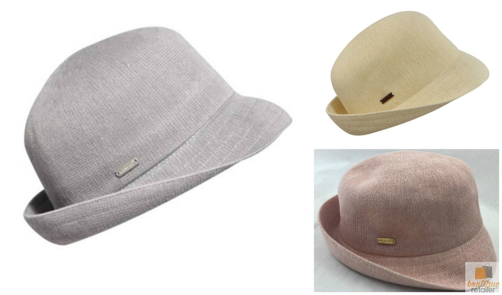 KANGOL Bamboo Anni Cloche Womens Ladies Trilby Hat Fedora Cap K0599FA - Grey - M-0