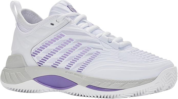 K-Swiss Womens Hypercourt Supreme 2 Clay Herrinbone Tennis Shoes in White/Lunar