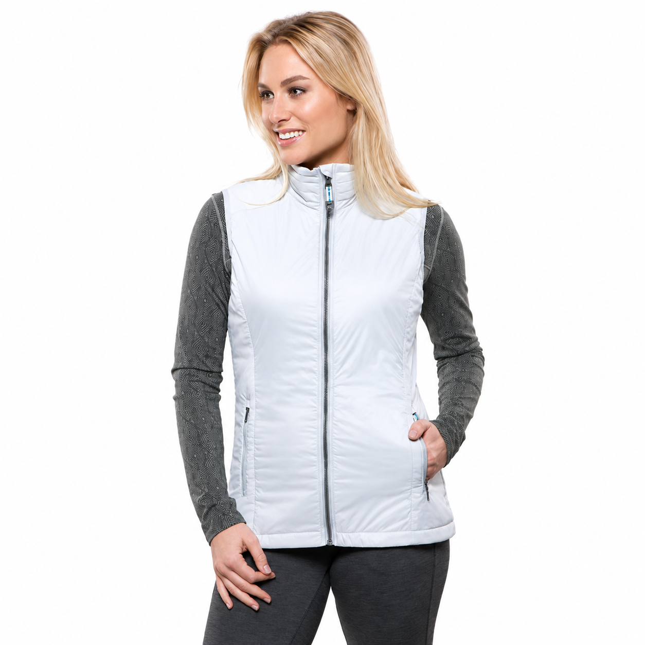 Womens Firefly Puffer Vest Insulated Primaloft Gold Sleeveless Winter - Ash