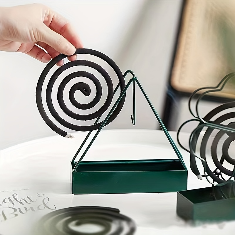 Green Metal Mosquito Incense Holder Nordic Design with Ash Tray for Home & Hotel