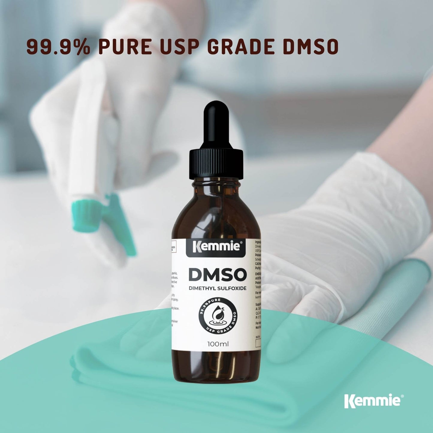 Kemmie 100ml DMSO Liquid 99.9% - Pure USP Grade Dimethyl Sulfoxide Dropper-1