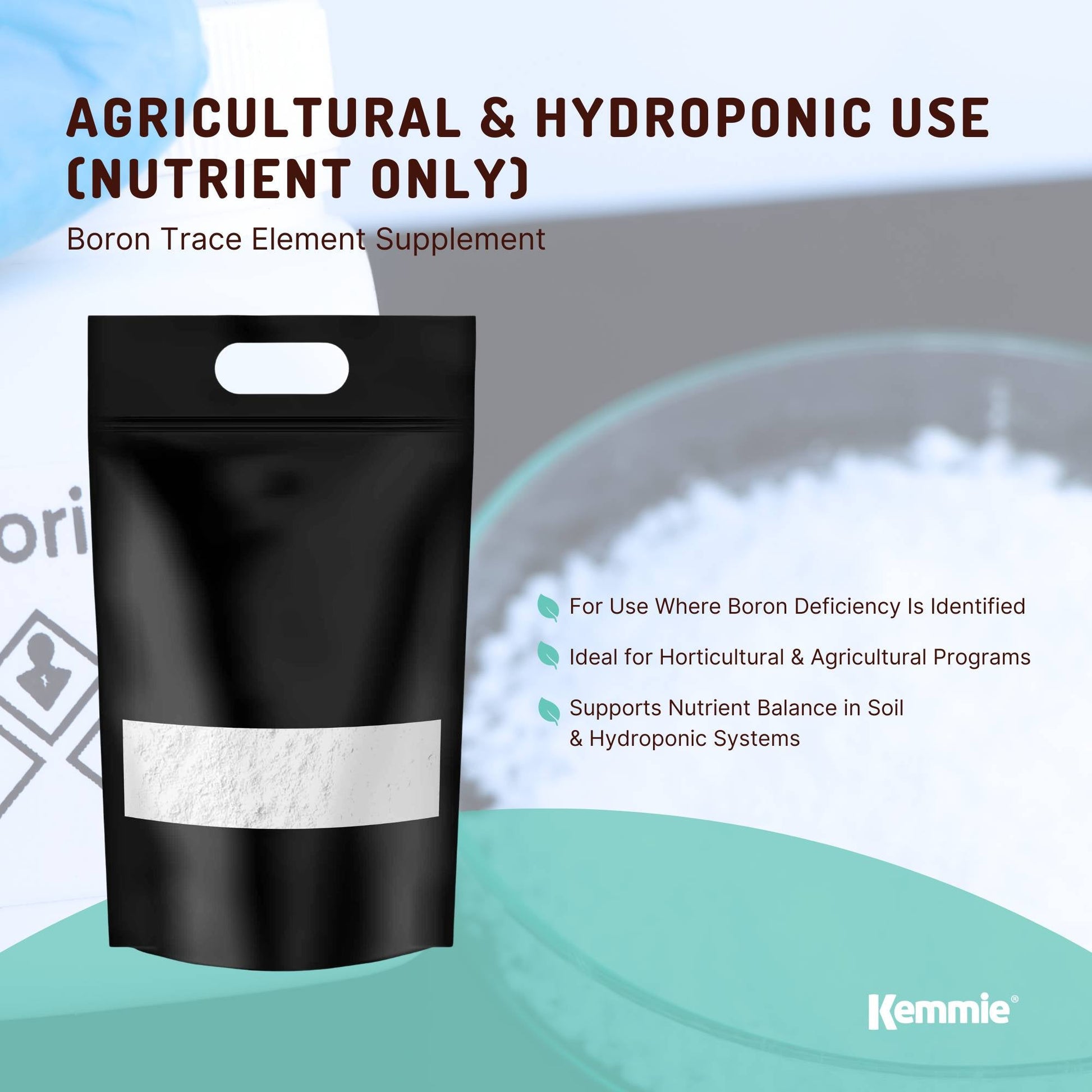 Kemmie 20Kg Boric Acid Powder 99.9% Pure - Soluble Orthoboric Acid H3BO3-3
