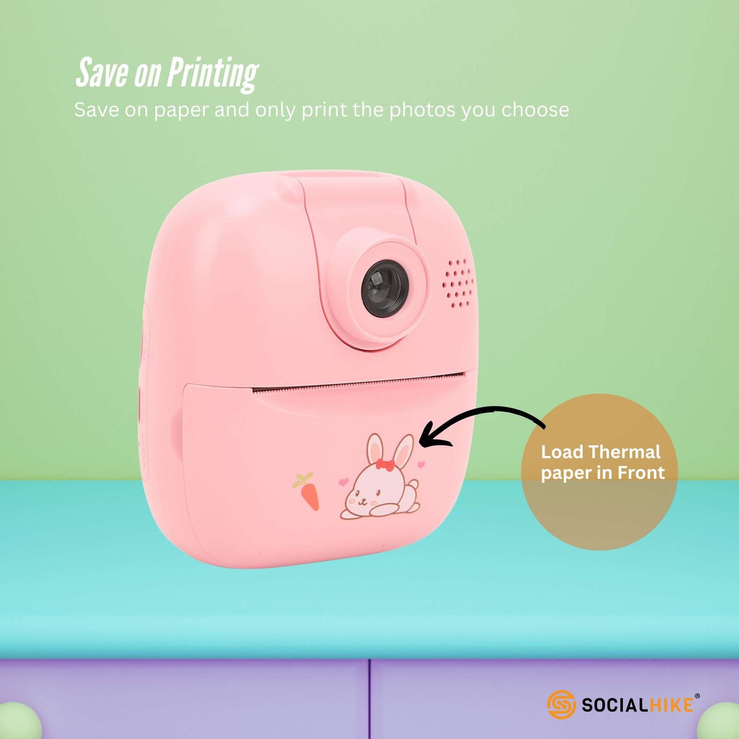 Kids Rechargeable Instant Print Camera Pink - Digital Thermal Photo Video MP3-3