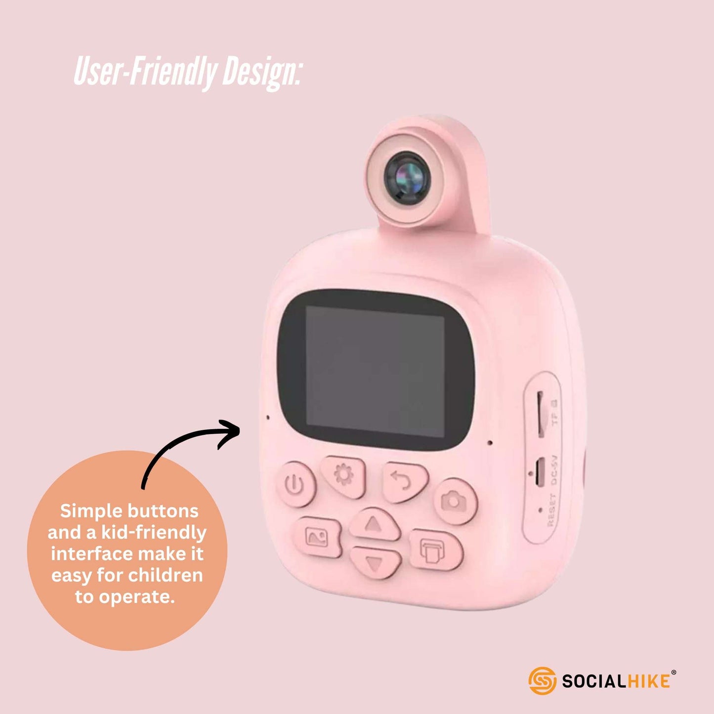 Kids Rechargeable Instant Print Camera Pink - Digital Thermal Photo Video MP3-4