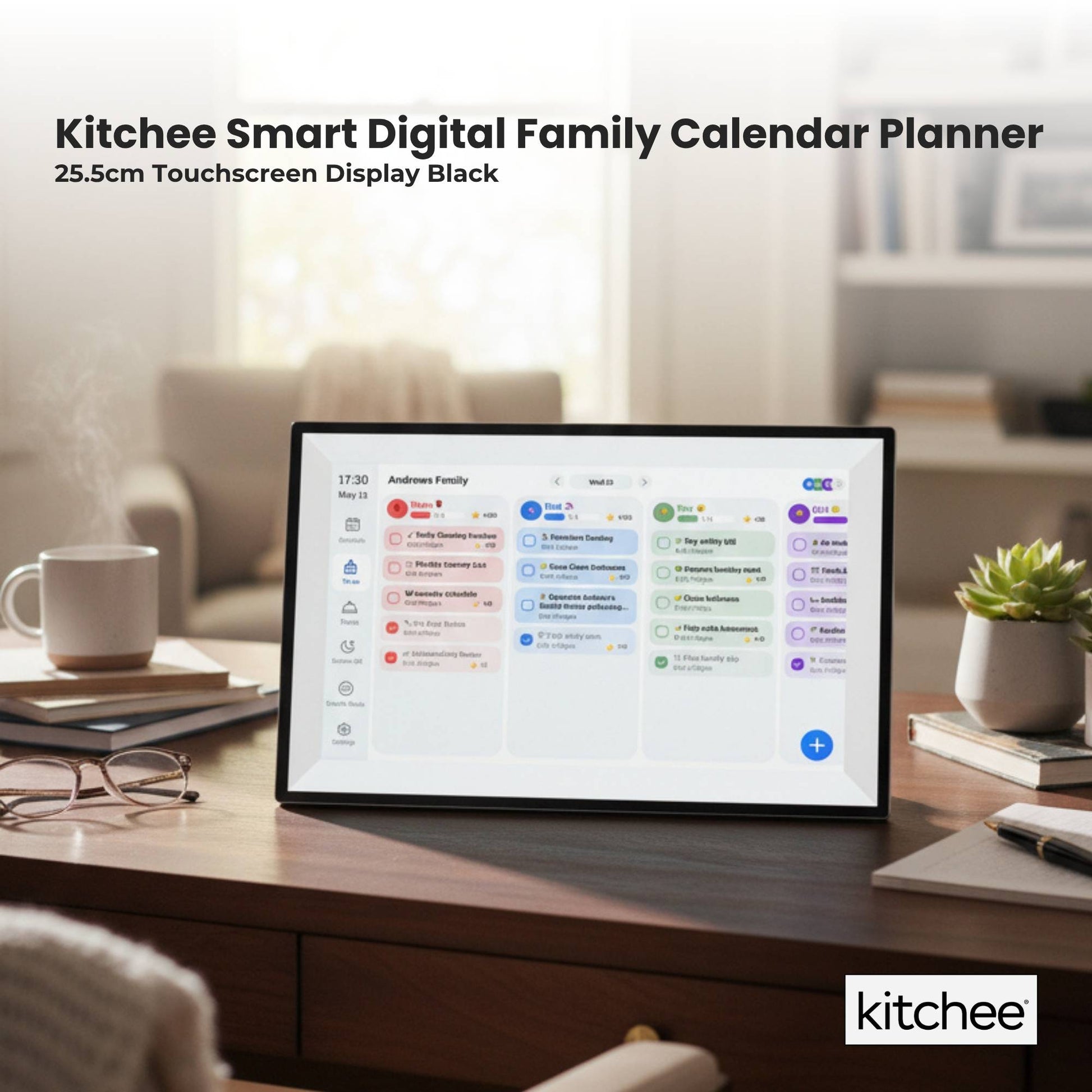 Kitchee 10" Digital Calendar Smart Family Planner - 25.5cm Touchscreen Black-1