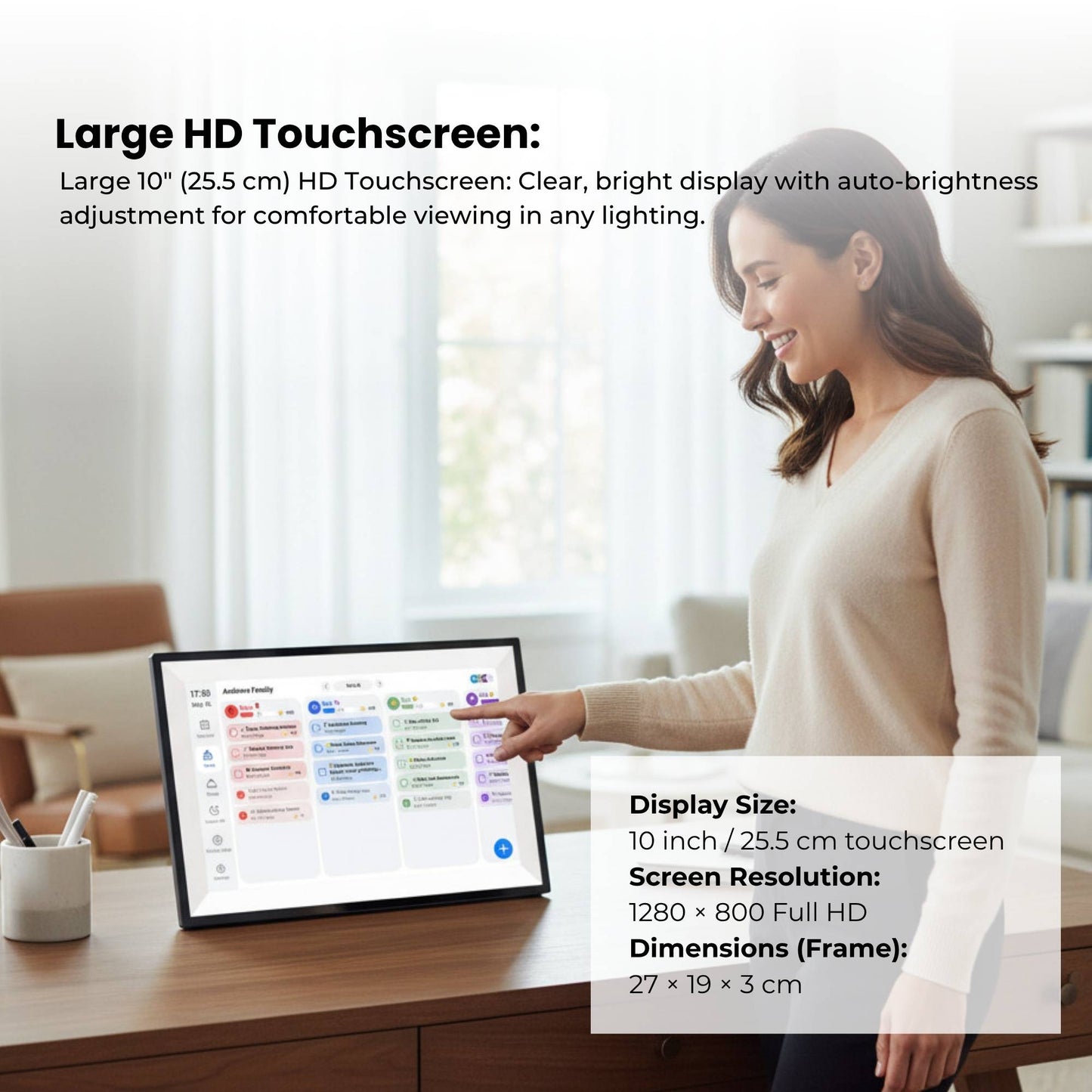Kitchee 10" Digital Calendar Smart Family Planner - 25.5cm Touchscreen Black-2