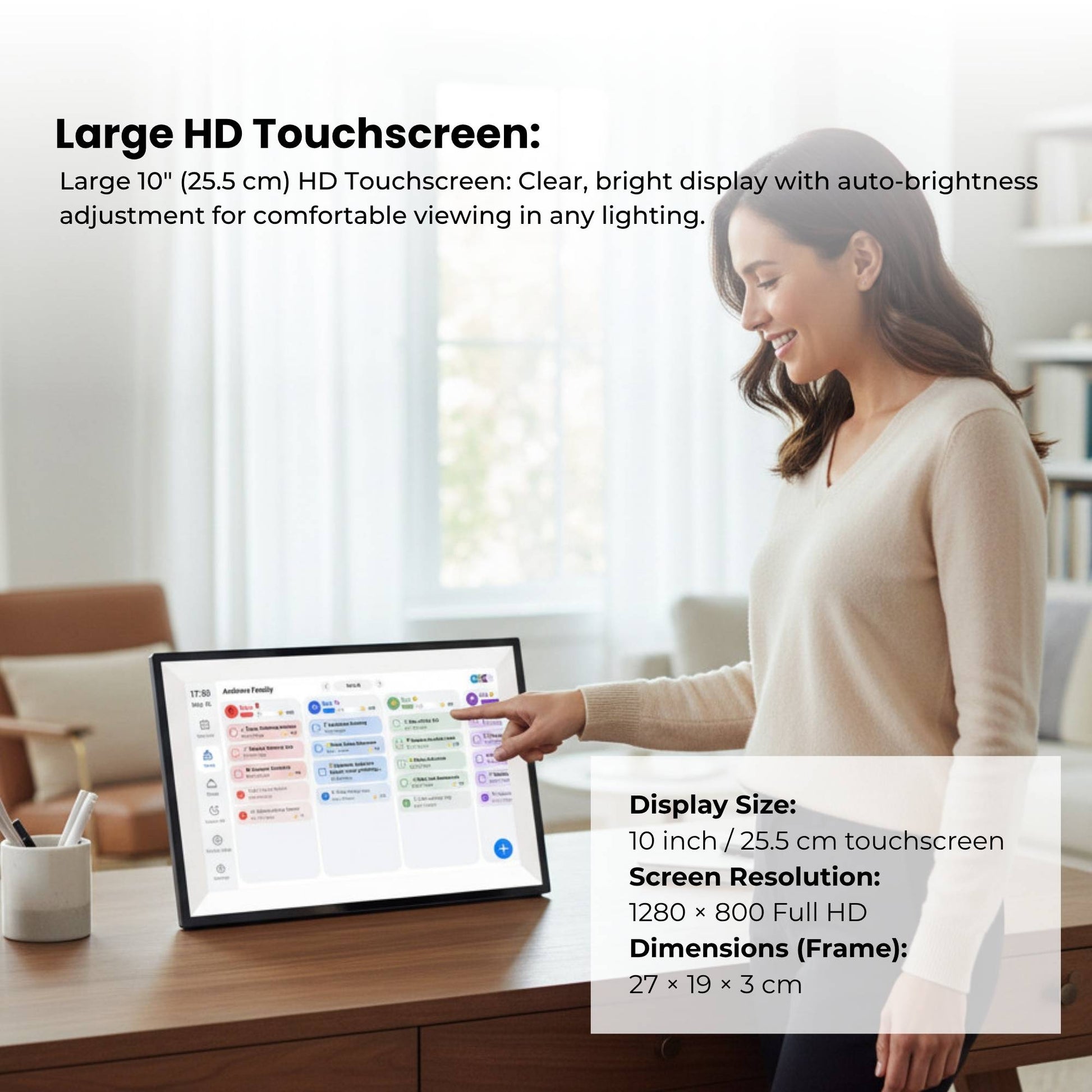 Kitchee 10" Digital Calendar Smart Family Planner - 25.5cm Touchscreen Black-2