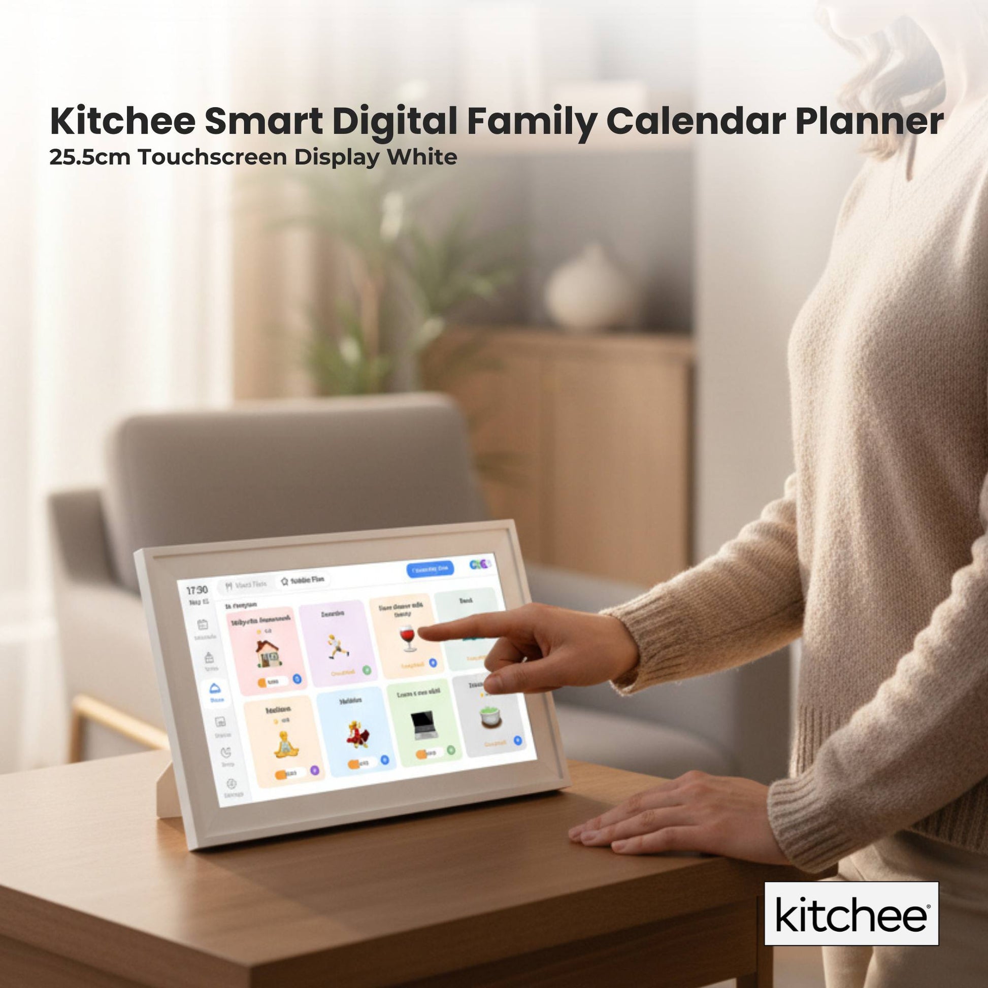 Kitchee 10" Digital Calendar Smart Family Planner - 25.5cm Touchscreen White-1