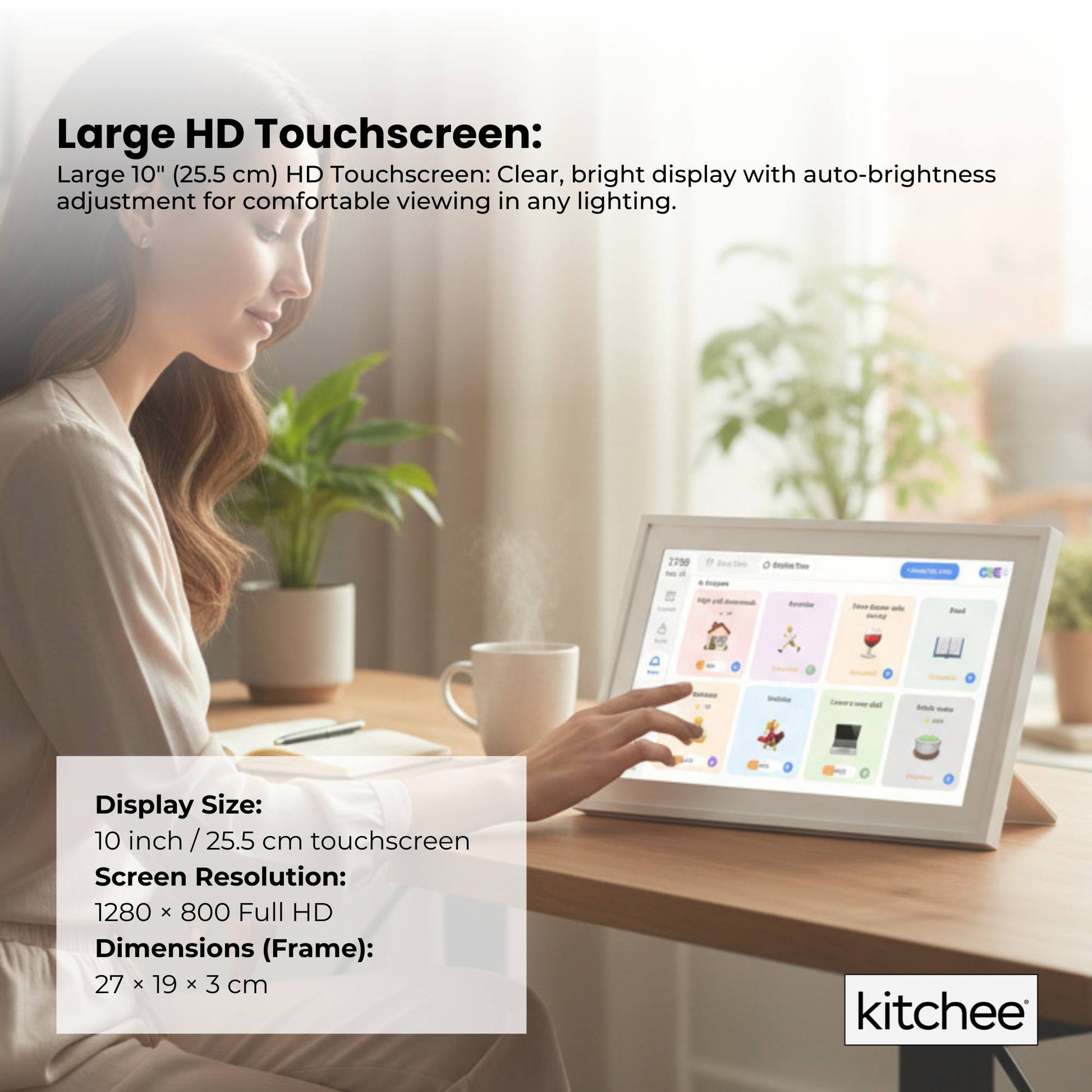 Kitchee 10" Digital Calendar Smart Family Planner - 25.5cm Touchscreen White-3