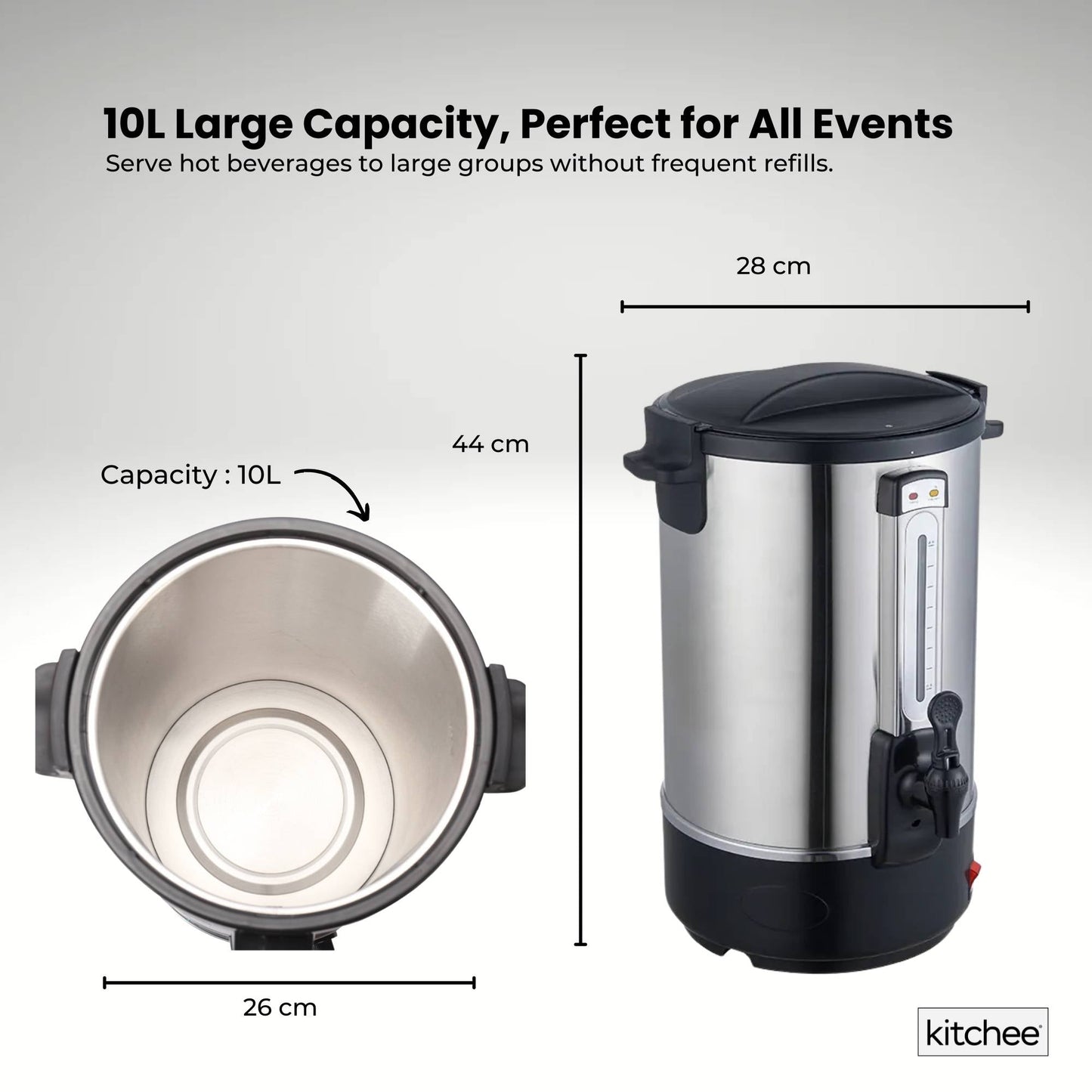 Kitchee 10L Electric Water Boiler - Stainless Steel Commercial Hot Liquid Urn-2