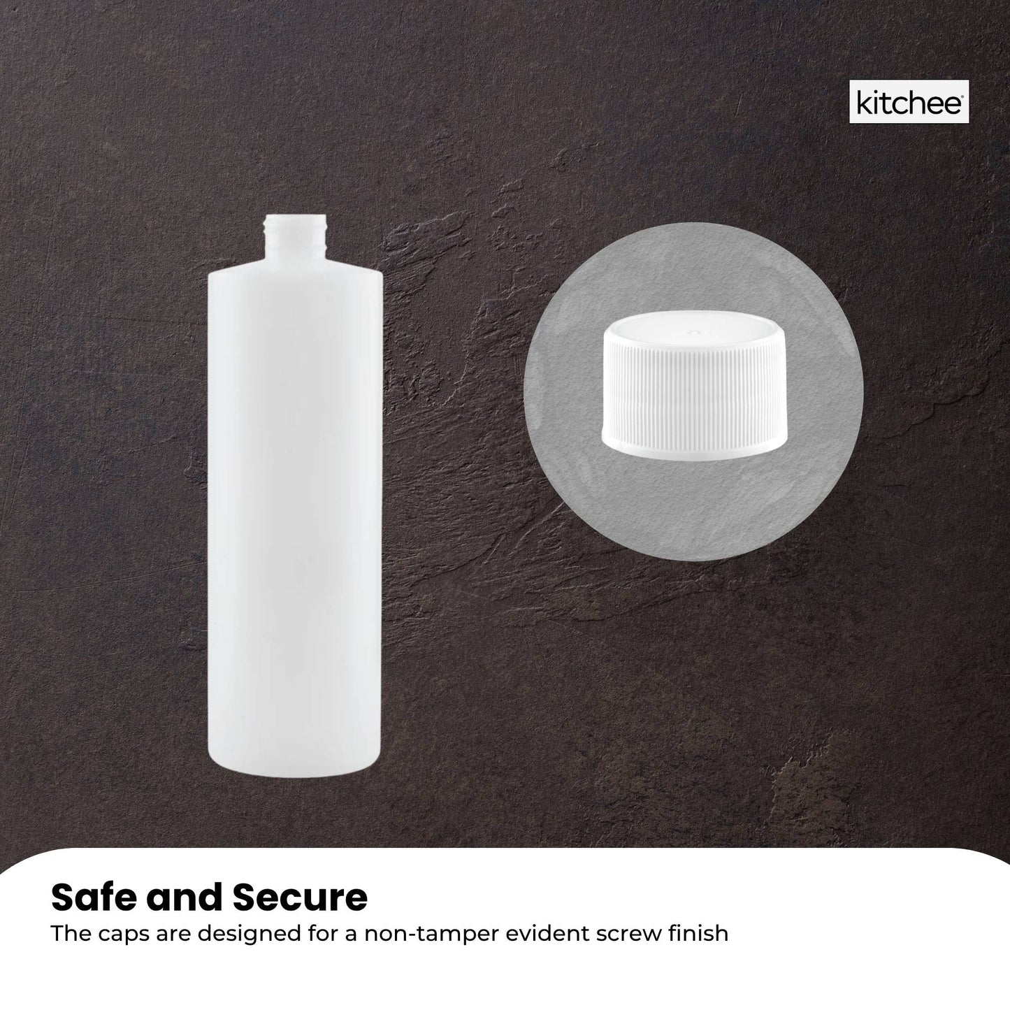 Kitchee 10x 500ml Natural HDPE Round Bottle + 28/410 Caps - Empty Plastic Food Storage-3
