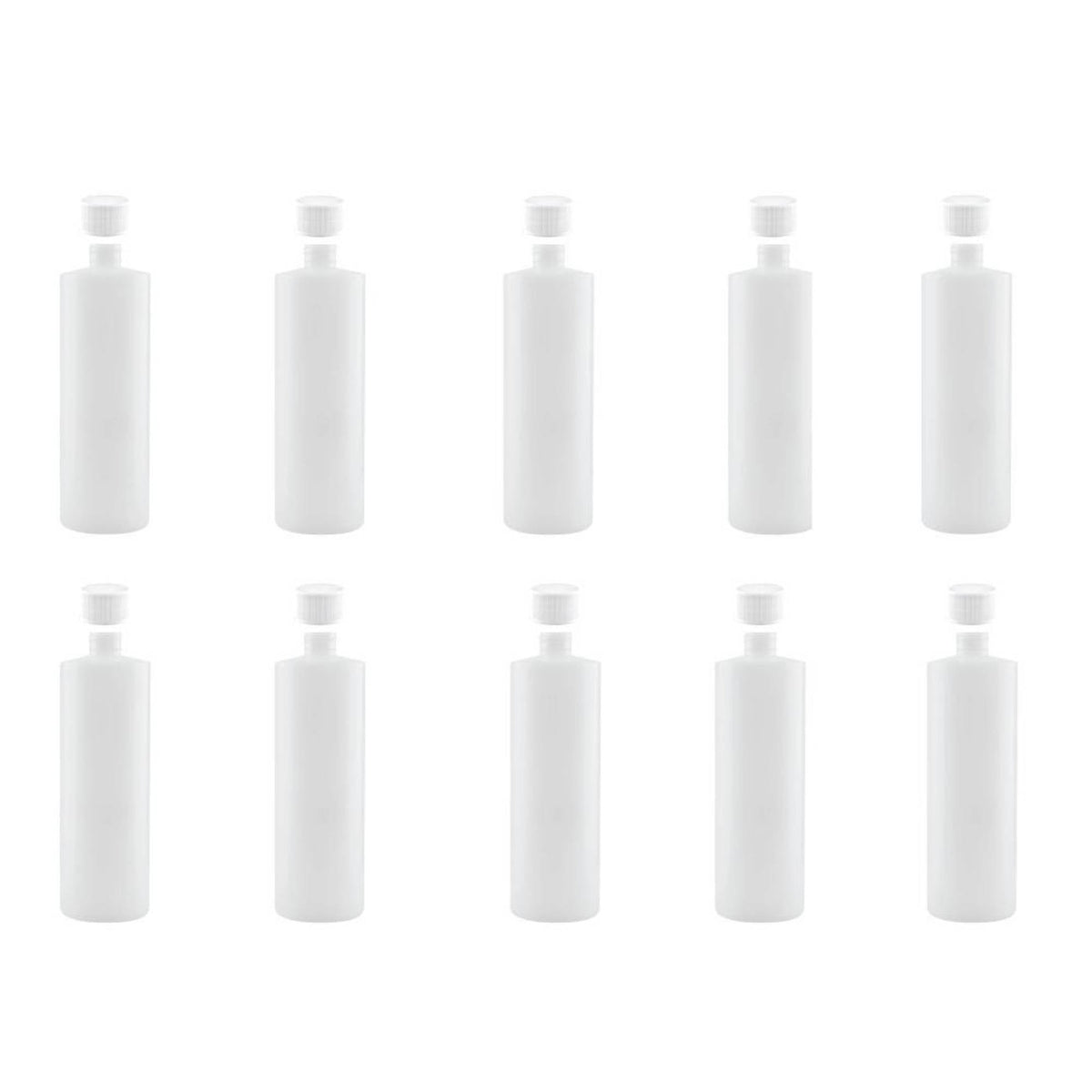 Kitchee 10x 500ml Natural HDPE Round Bottle + 28/410 Caps - Empty Plastic Food Storage-0